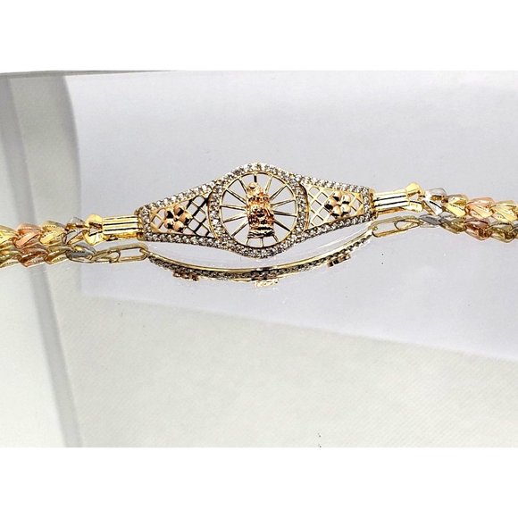 14k REAL GOLD women's Bracelets Guadalupe Circles or Rings pave - Picture 1 of 16
